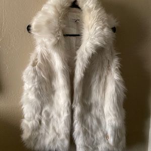 Calvin Klein white faux fur vest